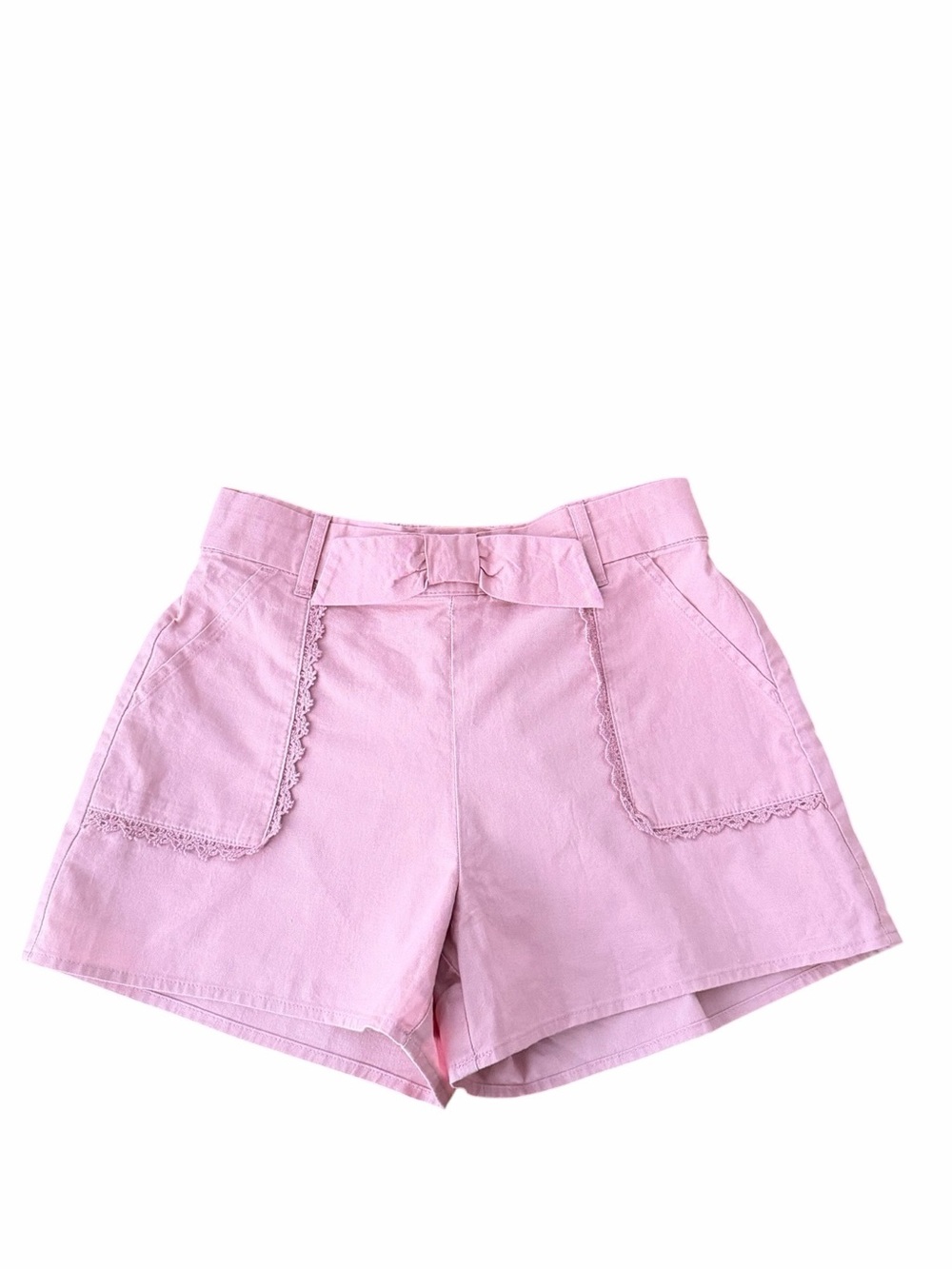 Janie and Jack Pink Lace-Trim High-Waist Bow Shorts Girls 10